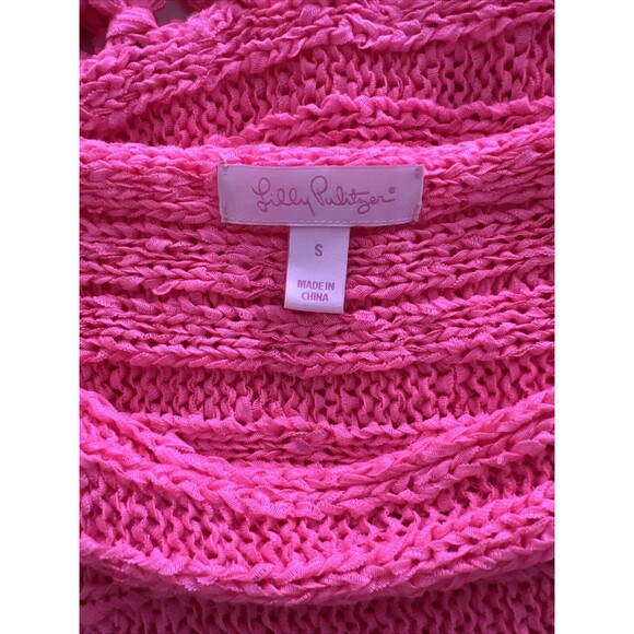 Lilly Pulitzer Sleeveless Sweater Hot Pink With Fringe Size Small - Picture 9 of 9